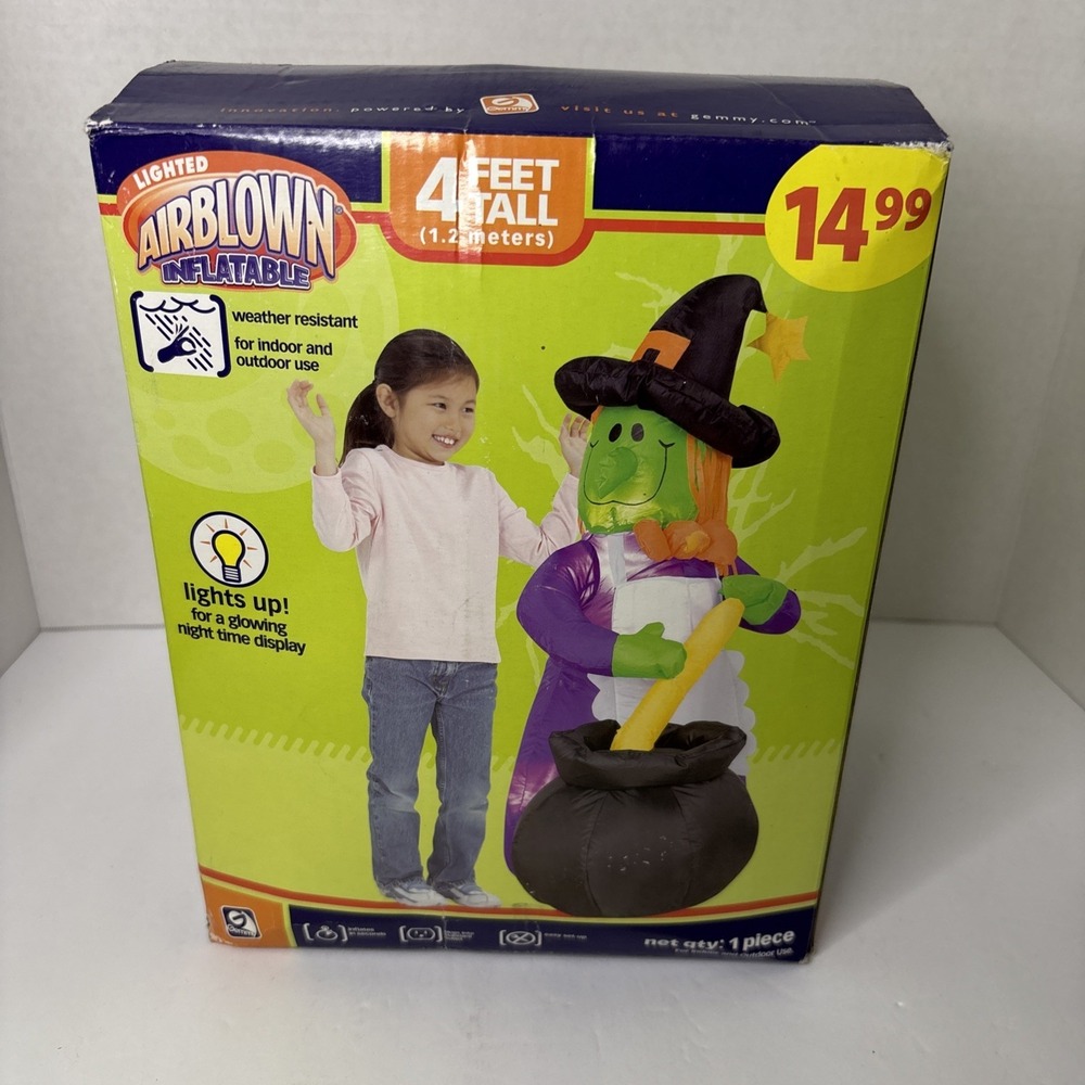 Gemmy 2004 8ft Tall Witch W/ Cauldron Halloween Airblown Inflatable New Sealed